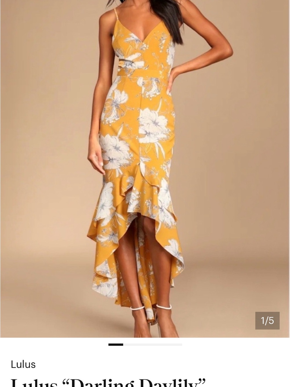 Lulu's Mustard Yellow Floral Maxi Dress